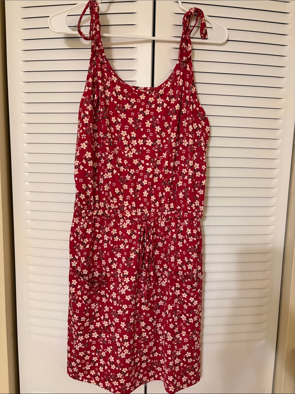 Red Floral Tie-Shoulder Sundress